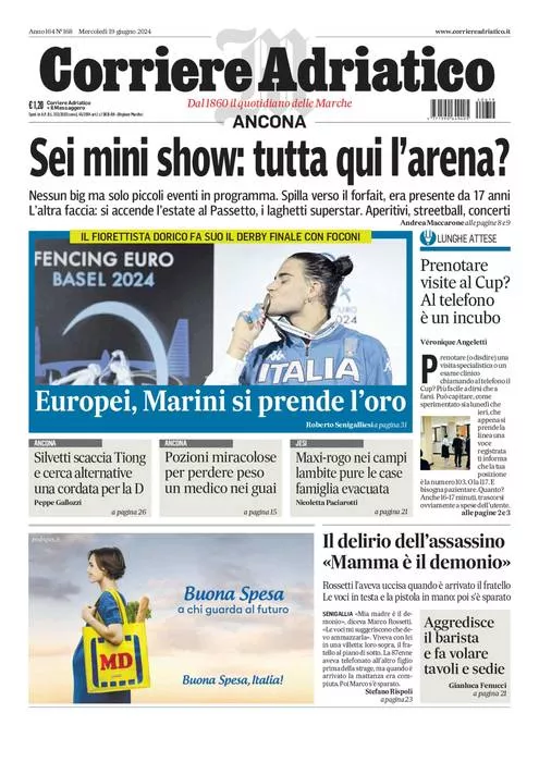 Prima-pagina-corriere adriatico-edizione-di-oggi-19-06-2024